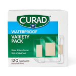 Curad Waterproof Variety Pack Assorted Bandages Transparent 120Ct