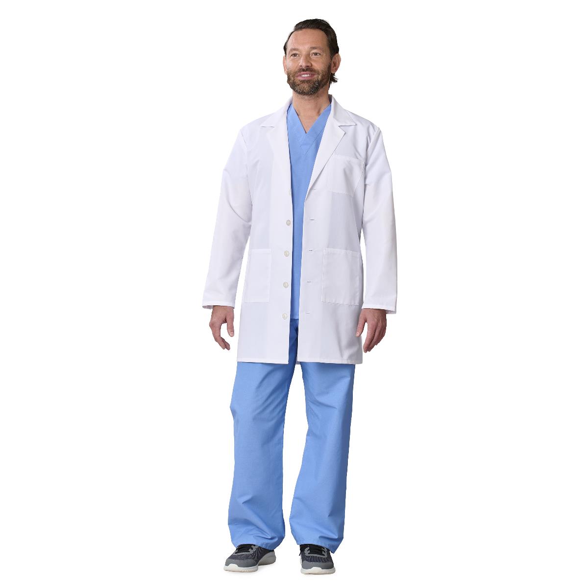 Propel Staff-Length Lab Coat, 80/20 Poly-Cotton, Unisex, White, XL