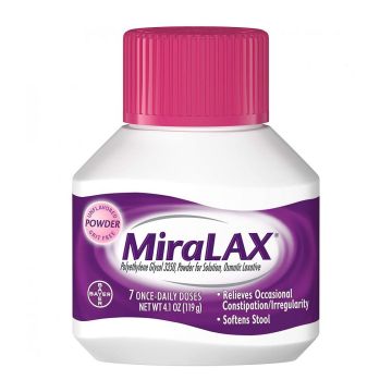 MiraLax Polyethylene Glycol Laxatives Powder Unflavored 4.1oz 1Ct