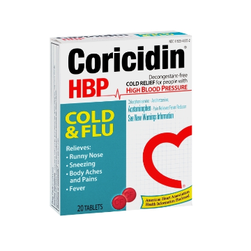 Coricidin HBP Cold and Flu Relief Tablets 20Ct