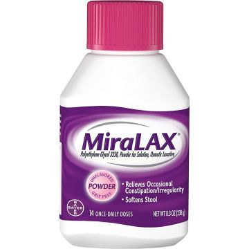 MiraLax Polyethylene Glycol Laxatives Powder Unflavored 8.3oz 12Ct