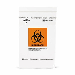Medline Zip-Style Biohazard Specimen Bag with Pocket, 6 × 9 in, Case of 1,000