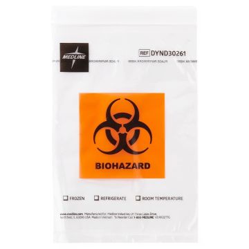 Zip-Style Biohazard Specimen Bag with Pocket 6x9in 100Ct