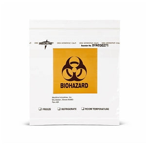 Medline Biohazard Zipping Lab Specimen Bag, 8 × 8 in, Case of 1,000