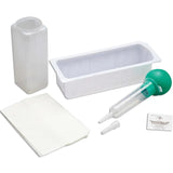 Sterile Irrigation Tray with Bulb Syringe; Povidone-Iodine pad, jar, drape, CSR wrap