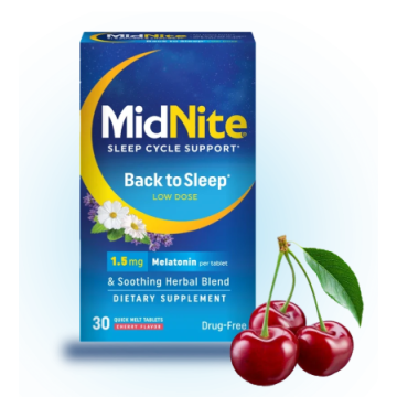 MidNite Sleep Cycle Support Melatonin Tablets Cherry 30Ct