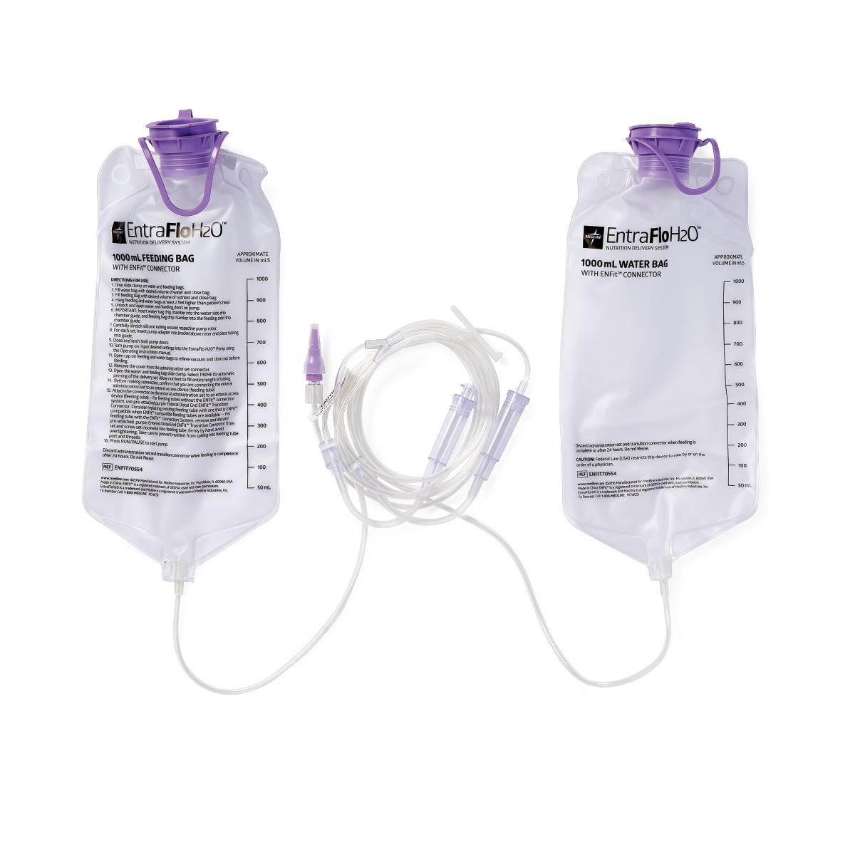 EntraFlo® H2O Dual Channel Enteral Feeding Set with ENFit® Connector; Safety 1 L Feed
