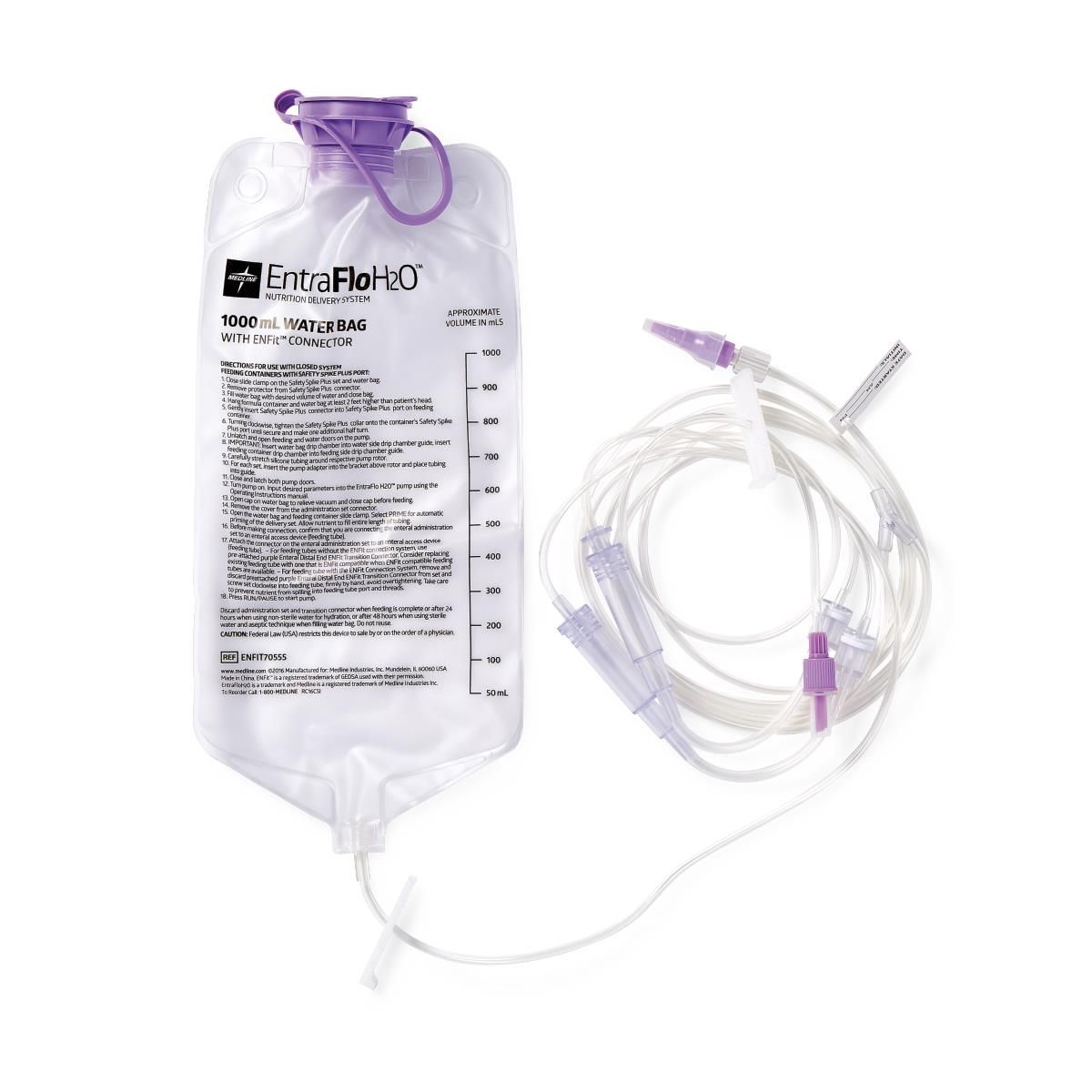 EntraFlo® H2O Dual Channel Enteral Feeding Set with ENFit® Connector; Safety Spike Plus Set