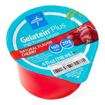 Gelatein Plus High-Protein Gelatin Cherry 4oz Cup 36Ct