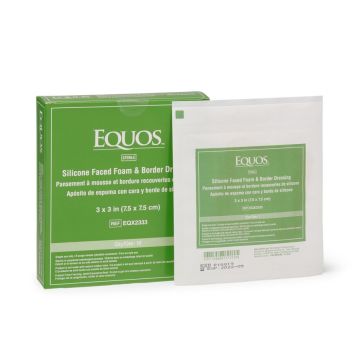 EQUOS 5-Layer Square Foam Wound Dressing with Silicone Adhesive 3in x 3in 10Ct