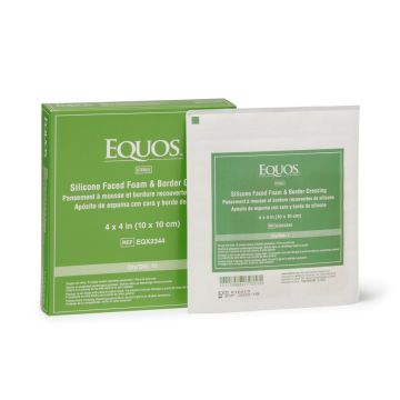 EQUOS 5-Layer Square Foam Wound Dressing with Silicone Adhesive 4in x 4in 10Ct