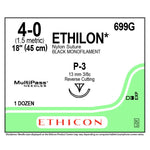 Ethilon 4-0 black nylon suture packaging, 344-699G, P-3 needle, box of 12