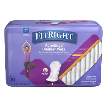 FitRight Bladder Control Pads Women Maximum Absorbency 5in x 14in 10Ct