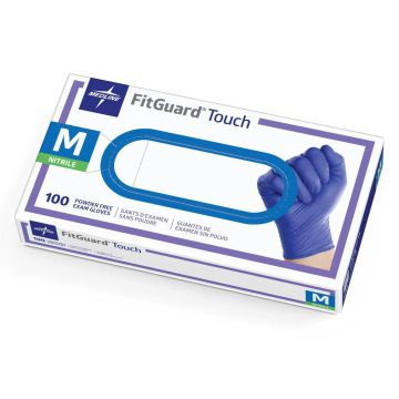 FitGuard Touch Exam Gloves Nitrile Textured Fingertips M 100Ct