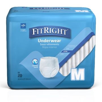 FitRight Ultra Incontinence Underwear Unisex Moderate Absorbency M 28in-40in 80Ct