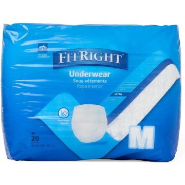 FitRight Ultra Incontinence Underwear Unisex Moderate Absorbency M 28in-40in 20Ct