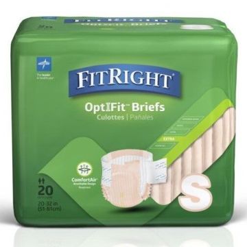 FitRight OptiFit Extra Incontinence Briefs Unisex Heavy Absorbency S 20in-32in 20Ct
