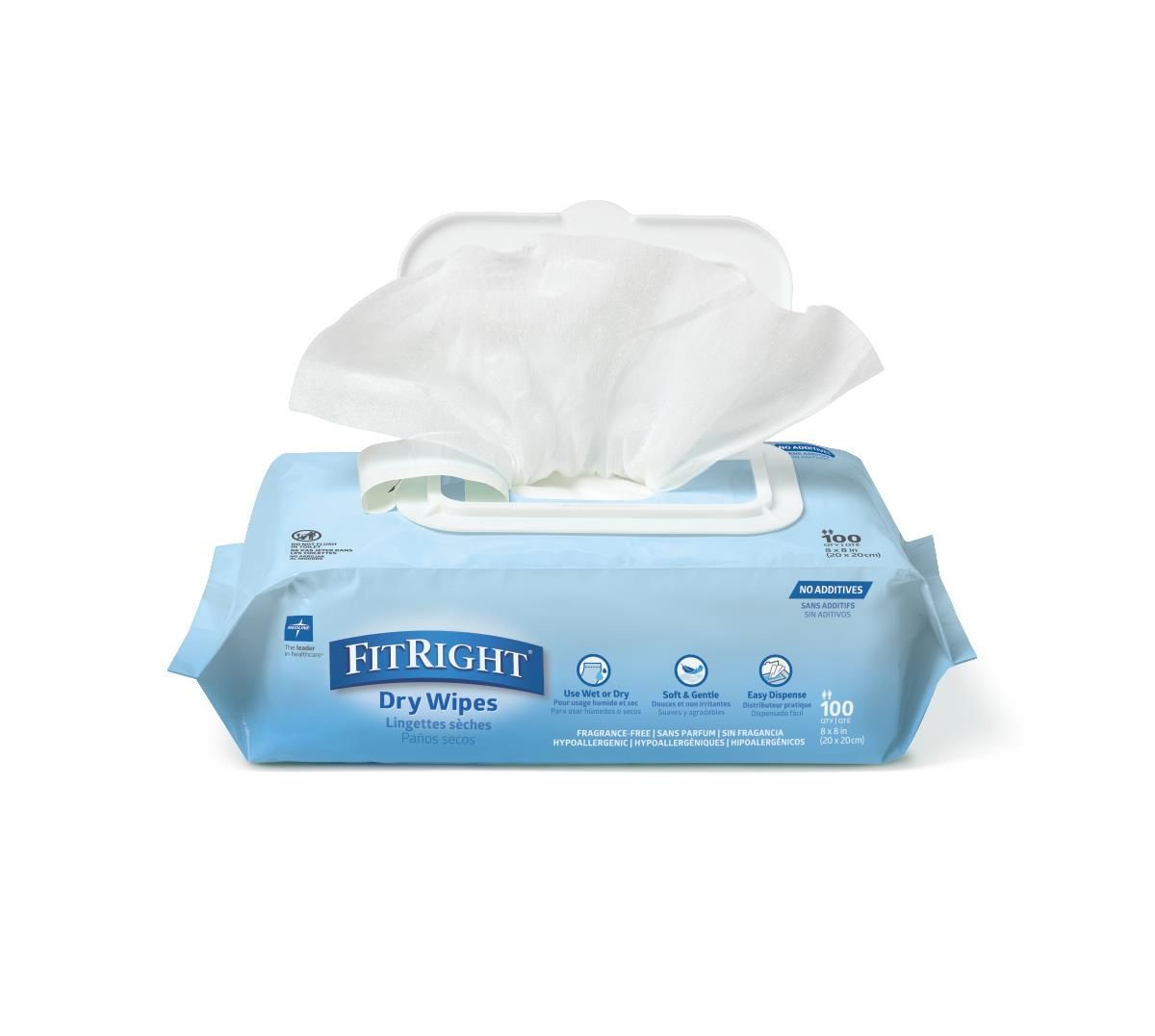UltraSoft™ Disposable Dry Cleansing Cloth, 8" x 8" (20.3 x 20.3 cm), 100/pk