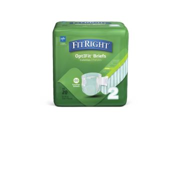 FitRight OptiFit Extra-Stretch Incontinence Briefs Unisex Moderate Absorbency Size 2 51in-70in 20Ct