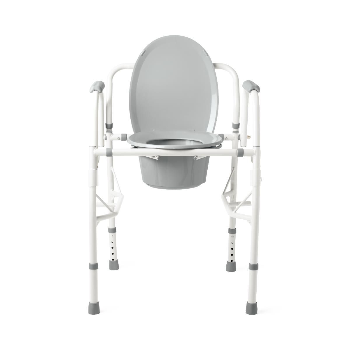 Stationary Steel Drop-Arm Commode Chair with Adjustable Height; Drop Arms, 350 lb (158 kg) capacity