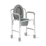 Aluminum Commode with Wheels; Elongated Commode with 4 Locking Casters