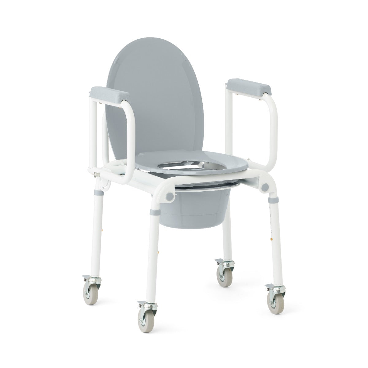 Aluminum Wheeled Drop-Arm Commode, Seat Height 18.5–23 in (47–58 cm)