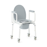 Aluminum Wheeled Drop-Arm Commode, Seat Height 18.5–23 in (47–58 cm)