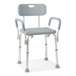 Shower Chair with Arms and Back; Padded Armrests, 350 lb. Capacity, Gray