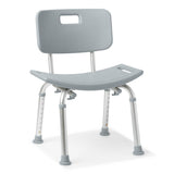 Shower Chair with Back, Gray, Tool-Free Retail Box