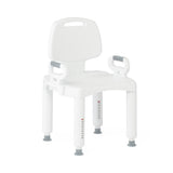 Shower Chair with Arms and Back; 350 lb. Weight Capacity, Adjustable Legs, White Plastic