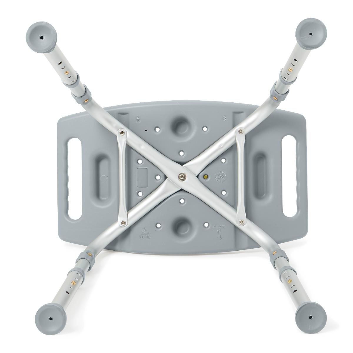 Aluminum Shower Chair without Back; Knockdown Shower Chair without Back, 15"-19" Seat Height, 400 lb. Weight Capacity