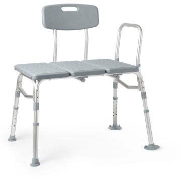 Guardian Transfer Bench with Backrest and Pushbutton Height Adjustment Aluminum 400lbs 1Ct