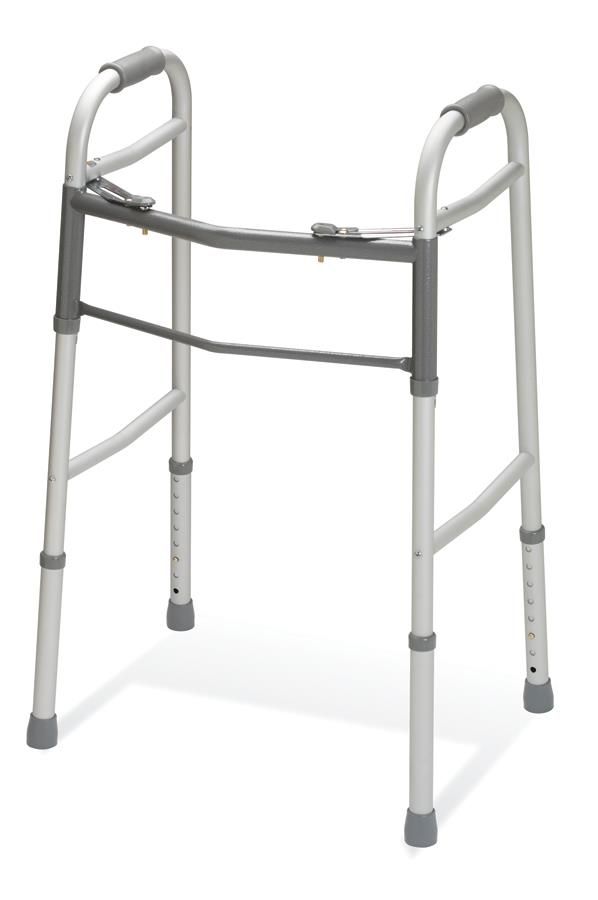 Adult 2-Button Folding Walker without Wheels; Palm release