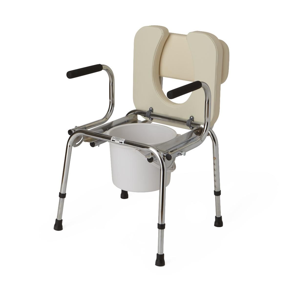 Guardian® Drop Arm Steel Commode, Chrome, Padded Seat & Back