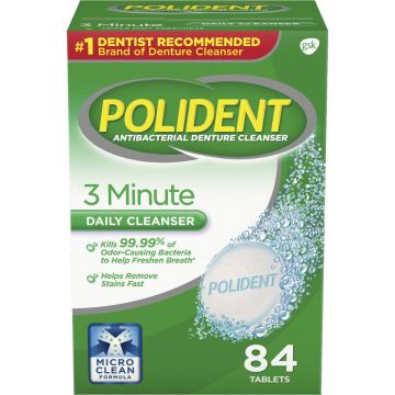Polident Whitening Denture Cleanser Tablets 84/Box 1Ct