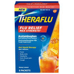 TheraFlu Flu Relief Max Strength Powder Packets Honey Lemon 6Ct