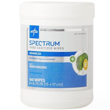 Spectrum Advanced Hand Sanitizer Wipes Fragrance Free 6in x 6.75in 160/Canister 1Ct
