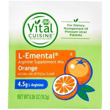 Vital Cuisine L-Emental Arginine Mix Nutrition Supplement Powder Orange 50Ct