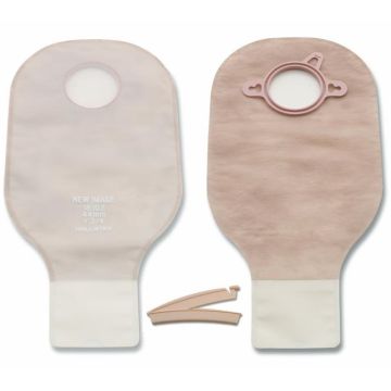 New Image 2-Piece Drainable Ostomy Pouch without Filter 12in 2.75in (70mm) Flange Ultra-Clear 10Ct