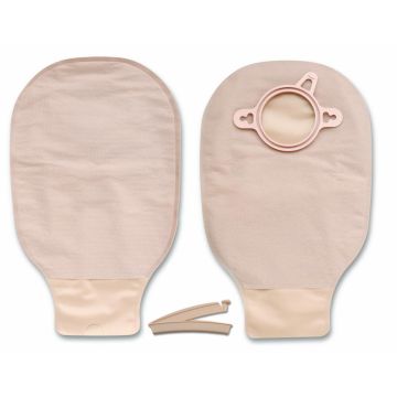 New Image 2-Piece Drainable Ostomy Pouch without Filter 9in 2.25in (57mm) Flange Beige 10Ct