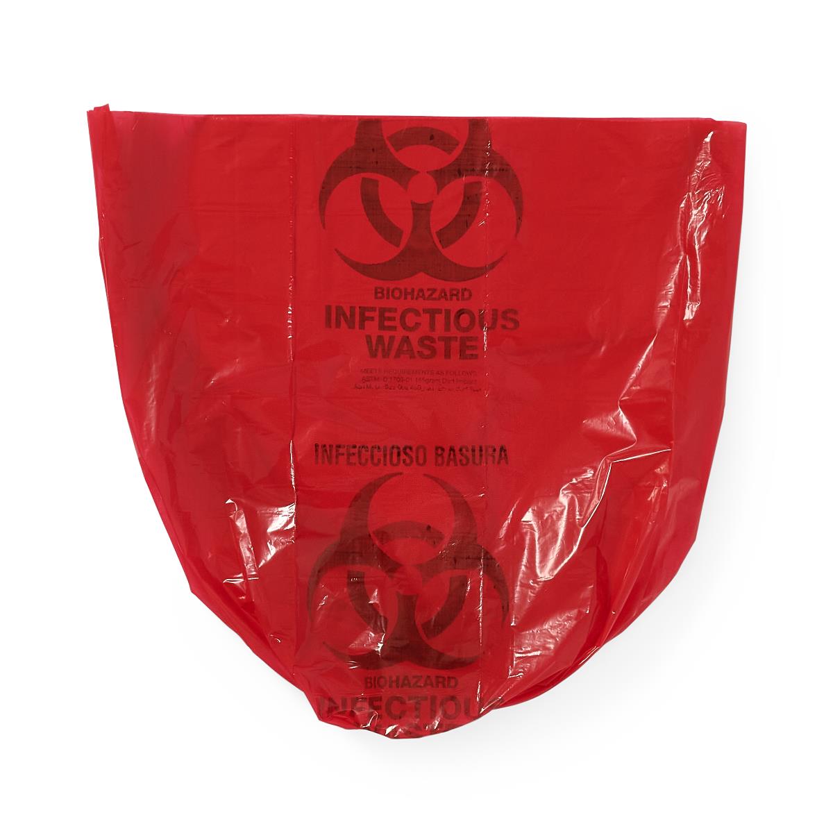 Bio-hazard Liner Bag 24" X 24" 1.2Mil 10Gal Red — Case of 500