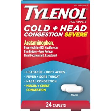 Tylenol Severe Cold + Head Congestion Caplets 325mg/200mg 24Ct