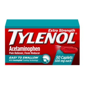 Tylenol Extra Strength Pain Reliever & Fever Reducer Easy To Swallow Caplets 500mg 50Ct
