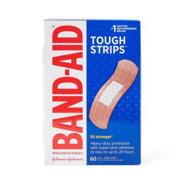 Band-Aid Tough Strips Fabric Adhesive Bandages Strip 1in x 3.25in Tan 60Ct