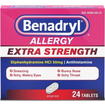 Benadryl Extra Strength Allergy Relief Tablets 50mg 24Ct