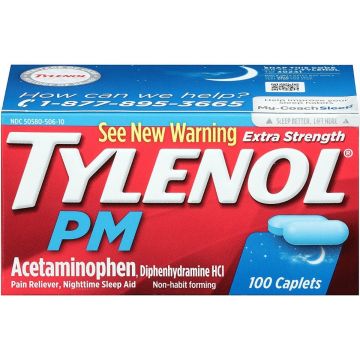 Tylenol PM Extra-Strength Pain & Fever Relief Caplets 500mg 100Ct