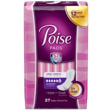 Poise Long Protection Pad Women Ultimate Absorbency 108Ct