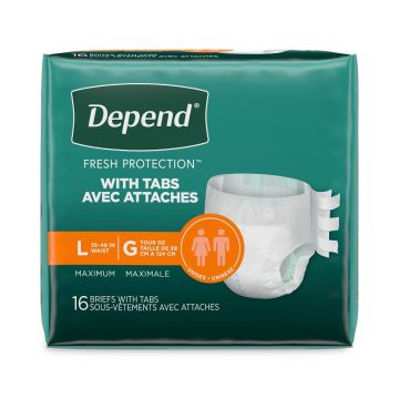 Depend Disposable Adult Incontinence Protection Briefs L 16Ct