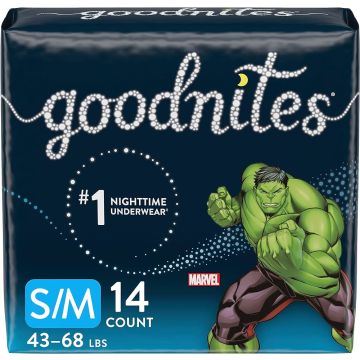 Goodnites Overnight Bedwetting Underwear Boys S/M 43 - 68 Lbs 14Ct