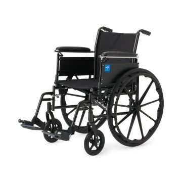 Guardian K3 Wheelchair with Height-Adjustable Full-Length Arms and Swing-Away Footrests 16in Seat 300lbs Black 1Ct